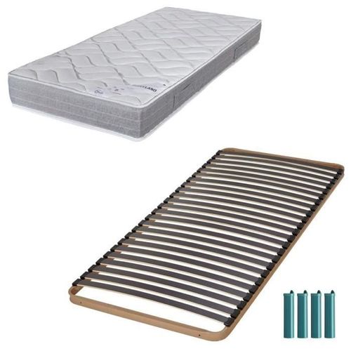 Matelas Mousse + Sommier Métal C224 80x190 Maryland - Hauteur 20 Cm - Soutien Ferme