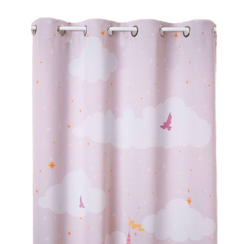 Rideau Occultant Enfant Château - 135 X 260 Cm - Rose