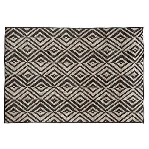 Tapis Rectangulaire Intérieur Et Extérieur Géométrique - 120 X 160 Cm - Noir Et Blanc