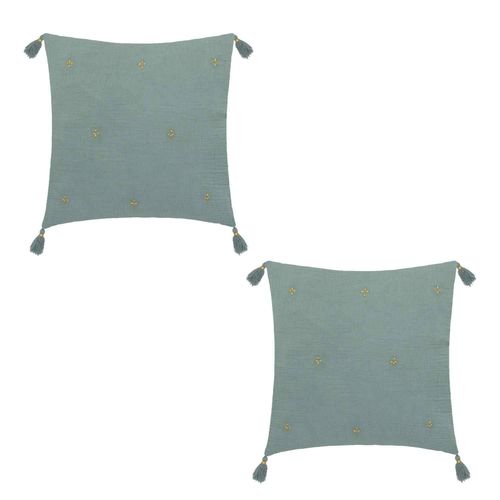 Lot De 2 Coussins De Chaise Brodés Rectangulaires Starke - 40 X 40 Cm - Céladon