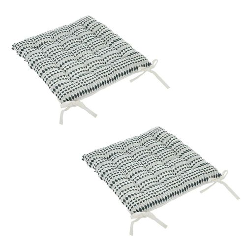 Lot De 2 Galettes De Chaise Rectangulaire Tavares - 38 X 38 Cm - Bleu Nuit