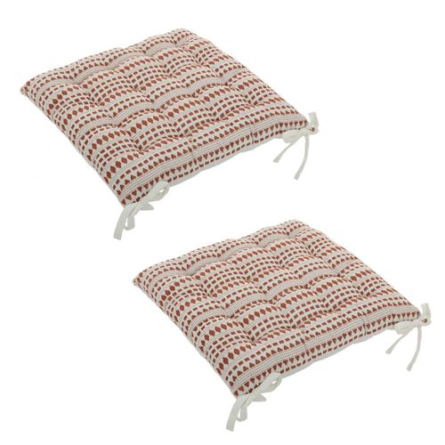 Lot De 2 Galettes De Chaise Rectangulaire Tavares - 38 X 38 Cm - Terracotta