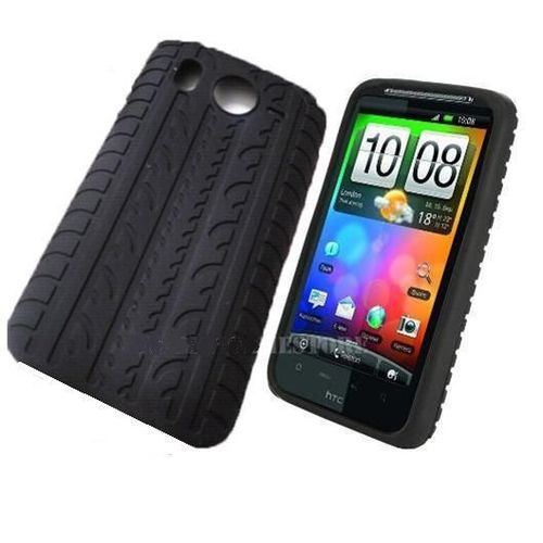 Coque / Etui / Housse Arrière Silicone "" Pneu Noir "" Pour Htc Desire Hd