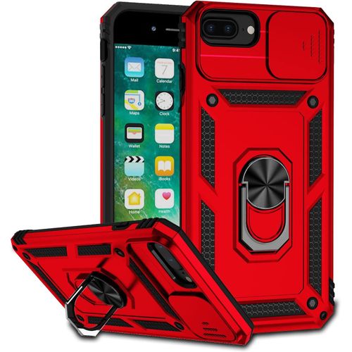 Coque Compatible Avec Iphone 7 Plus/8 Plus/Iphone 6s Plus/6 Plus, ¿¿Tui Avec Cache Cam¿¿Ra & Support ¿¿ Bague 360 Armor Full Body Antichoc Anti-Chut Housse Tpu Silicone Bumper Cover,Rouge