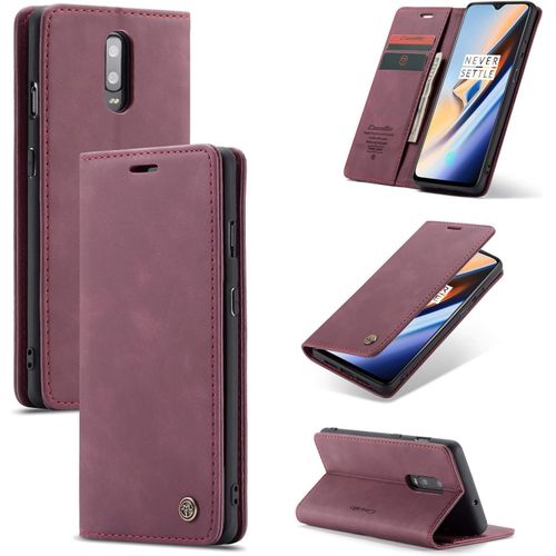 Coque Pour Oneplus 7,Portefeuille Housse En Cuir Flip Case,Avec Porte Cartes,Fonction De Support,Fermeture Magn¿¿Tique - Vin Rouge