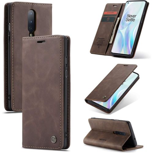 Coque Pour Oneplus 8,Portefeuille Housse En Cuir Flip Case,Avec Porte Cartes,Fonction De Support,Fermeture Magn¿¿Tique - Caf¿¿