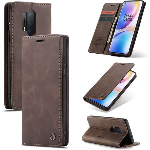 Coque Pour Oneplus 8 Pro,Portefeuille Housse En Cuir Flip Case,Avec Porte Cartes,Fonction De Support,Fermeture Magn¿¿Tique - Caf¿¿