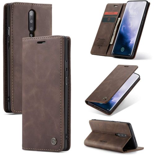 Coque Pour Oneplus 7 Pro,Portefeuille Housse En Cuir Flip Case,Avec Porte Cartes,Fonction De Support,Fermeture Magn¿¿Tique - Caf¿¿