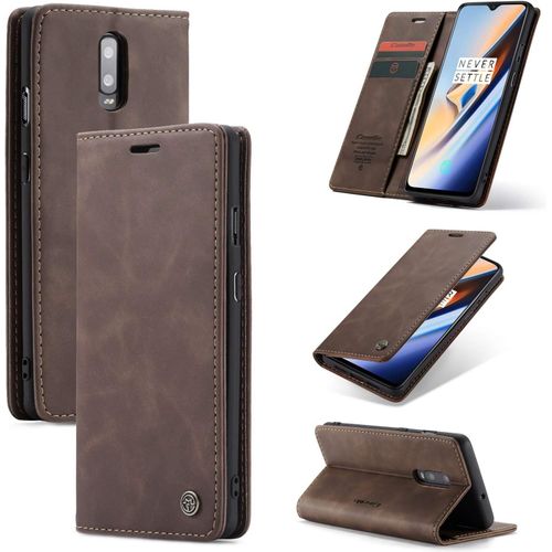 Coque Pour Oneplus 7,Portefeuille Housse En Cuir Flip Case,Avec Porte Cartes,Fonction De Support,Fermeture Magn¿¿Tique - Caf¿¿