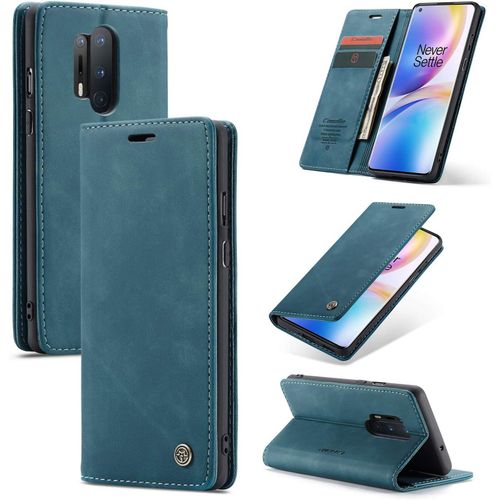 Coque Pour Oneplus 8 Pro,Portefeuille Housse En Cuir Flip Case,Avec Porte Cartes,Fonction De Support,Fermeture Magn¿¿Tique - Bleu