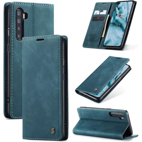 Coque Pour Oneplus Nord,Portefeuille Housse En Cuir Flip Case,Avec Porte Cartes,Fonction De Support,Fermeture Magn¿¿Tique - Bleu
