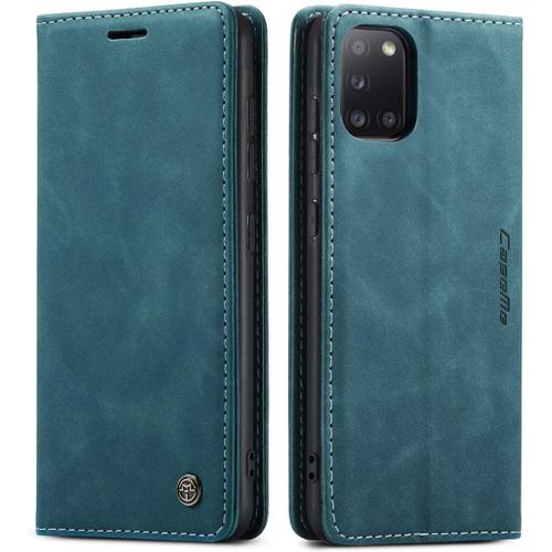 Coque Pour Samsung Galaxy A31 Portefeuille Housse En Cuir Flip Case Avec Porte Cartes Fonction De Support Fermeture Magnétique Bleu