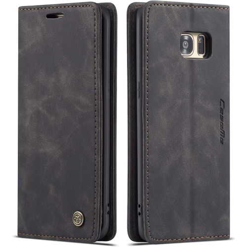 Coque Pour Samsung Galaxy S7 Edge,Portefeuille Housse En Cuir Flip Case,Avec Porte Cartes,Fonction De Support,Fermeture Magn¿¿Tique - Noir