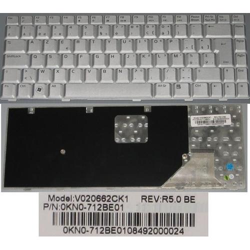 Clavier Azerty Belge / Belgian Pour ASUS W3 W3A W3J W3V W3000 A8 A8F A8J A8JM A8S F8 F8S F8P Z99 Series, Gris Clair / Silver, Model: V020662CK1, P/N: 0KN0-712BE01