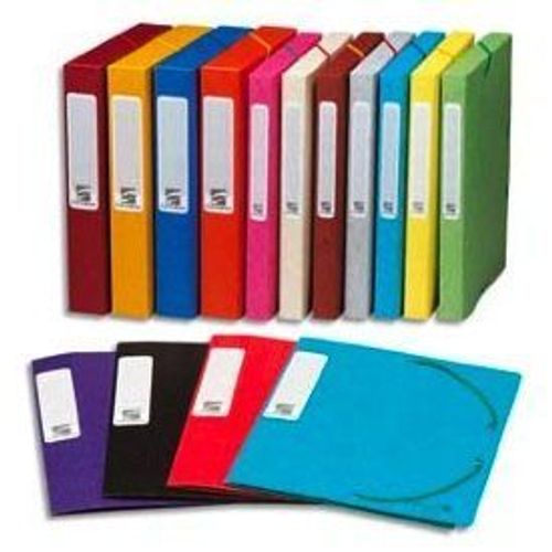 Exacompta - Chemise 3 Rabats Et Élastique Cartobox Dos De 5 Cm En Carte Lustrée 5/10e - Assortis - Lot De 10