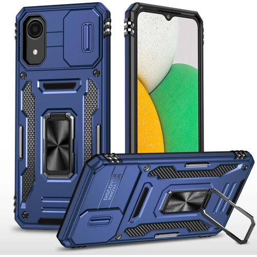 Coque Compatible Avec Samsung Galaxy A03 Core,Lentille Coulissante Couverture,Support 360¡Ãrotatif Pc Dur Anti-Chut Renforc¿¿E Armor Heavy Duty Antichoc Bumper Housse Etui,Bleu