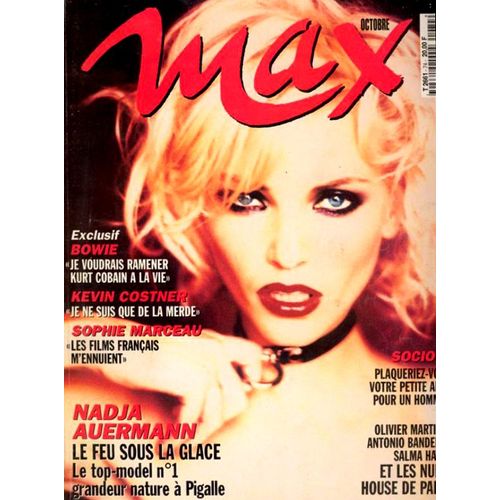 Max 74 01-10-1995: Nadja Auermann Poster, Bowie Sophie Marceau Salma Hayek Olivier Martinez Banderas