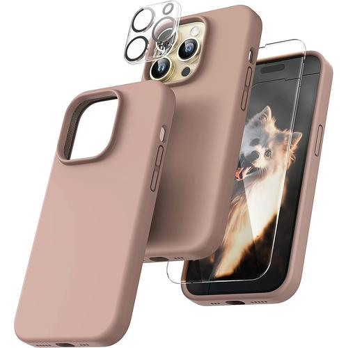 5 En 1 Coque Iphone 14 Pro Max Kit, Contenir 2 Verre Tremp¿¿ + 2 Cam¿¿Ra Arri¿¿Re Protecteur, Pour Iphone 14 Pro Max Coque Silicone Antichoc 360 Degr¿¿S Protection Compl¿¿Te - Brun