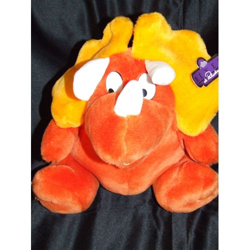 Dinosaure Doudou Reves De Peluches Rouge Organge Jaune 25 Cm