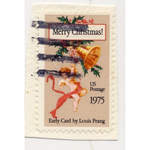 Timbre U S Amerry Christmas U S Postage, Early Card By Louis Prang, Sans Valeur Faciale, Oblitéré
