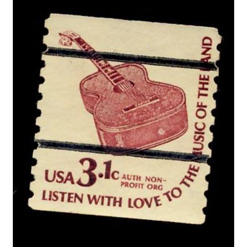 Timbre U S A, Listen With Love To The Music Off The Band, 3+1 Cents Auth Non-Profit Org, Oblitéré