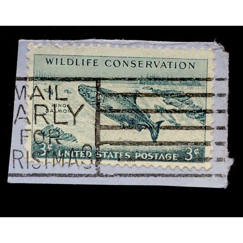 Timbre U S A, Wildlife Conservation, King Salmon, 3 Cents Us Postage, Oblitéré
