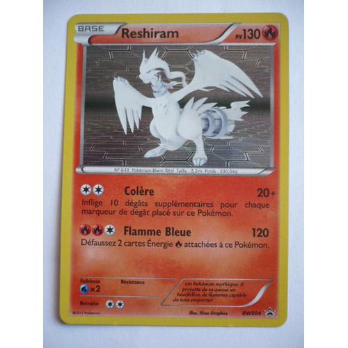 Reshiram Holo Base  Promo Bw04   130pv   Noir Et Blanc