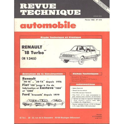 Rta 419 ¿ Renault R18 ¿ Evolution Renault R30, Fiat 128, Ford ¿ Fév 1982