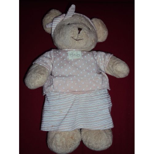 Doudou Nicotoy Ours The Baby Collection Jupe Rayé
