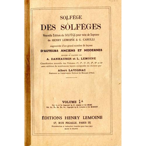 Solfège Des Solfèges Vol 1a