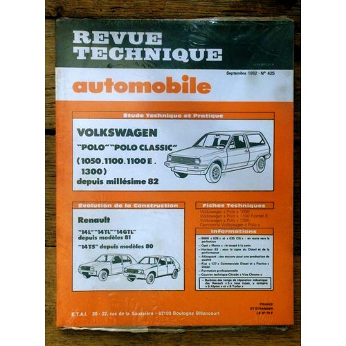 Revue Technique Automobile N°425 : Volkswagen Polo, Polo Classic (1050, 1100, 1100 E, 1300) Depuis Millésime 82