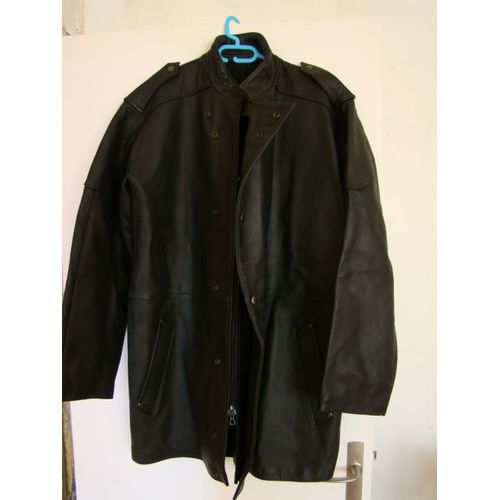 Manteau En Cuir Noir Motard