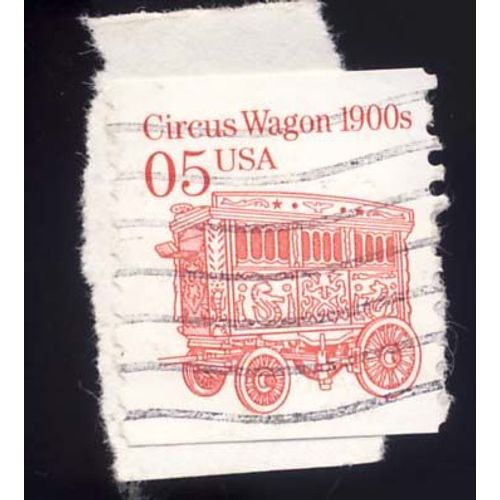 Timbre U S A, Circus Wagon 1900s, U S A 5 Cents, Oblitéré