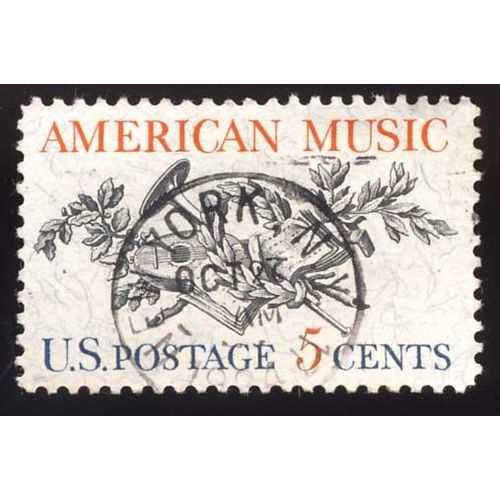 Timbre U S A, American Music, U S Postage 5 Cents, Oblitéré