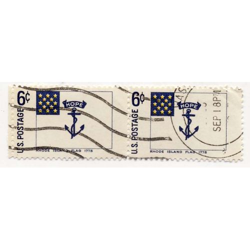 Timbre U S A, Rhode Island Flag 1775,U. S. Postage 6 Cents, Oblitéré