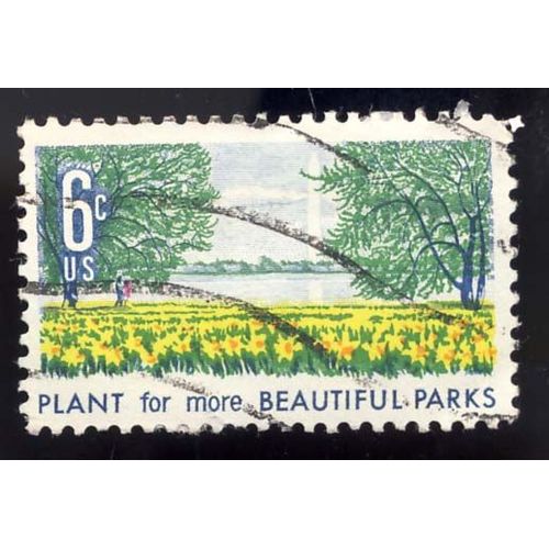 Timbre U S A, Plant For More Beautiful Parks, 6 Cents, Oblitéré