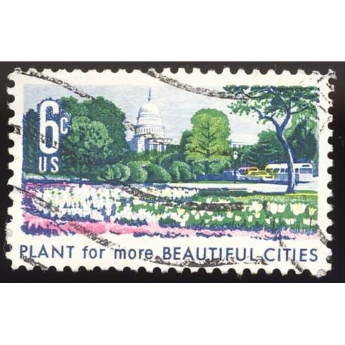Timbre U S A, Ploant For More Beautiful Cities, 6 Cents, Oblitéré