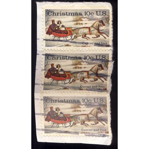 Timbre U S A, Christmas, Currier And Ives, 10 Cents, Oblitéré
