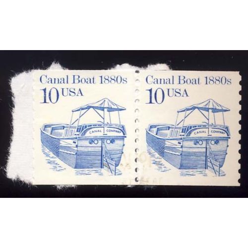Timbre U S A, Canal Boat 1880s, 10 Cents, Oblitéré