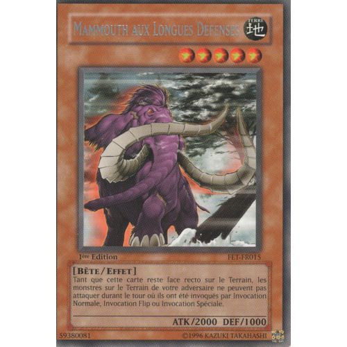 Carte Yu-Gi-Oh! "Mammouth Aux Longues Défenses" Rare Fet-Fr015