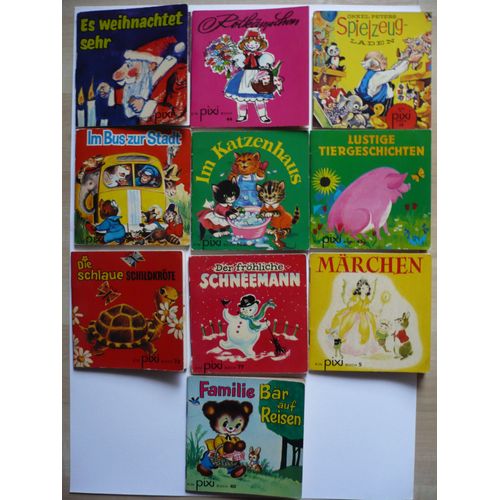 10 Pixi Bücher -Der Fröhliche Schneemann - Es Weihnachtet Sehr - Familie Bär Auf Reisen - Die Schlaue Schildkröte - Märchen - Im Bus Zur Stadt - Im Katzenhaus - Lustige Tiergeschichten - Rotkäppchen -