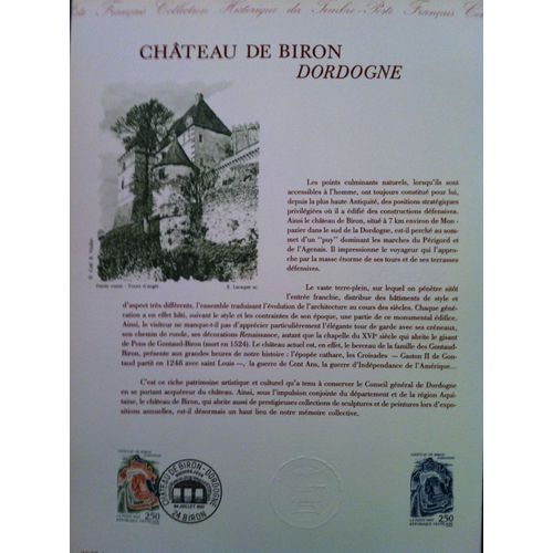 Document Philatélique Officiel - Chateau De Biron Dordogne