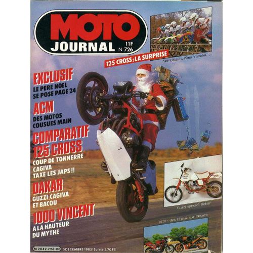 Moto Journal  N° 726 : 125 Cross: La Surprise; Acm Des Motos Cousues Main; Comparatif 125 Cross; Dakar: Guzzi,Cagiva Et Bacou; 1000 Vincent A La Hauteur Du Mythe