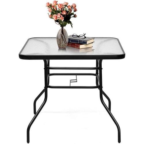Table De Jardin Carrée En Métal Costway - Noir - 81 X 81 X 71 Cm - Moderne - Terrasse, Balcon Et Cour