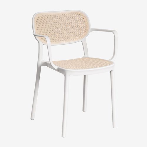 Pack De 4 Chaises De Salle À Manger Empilables Avec Accoudoirs Omara Blanc Gardenia
