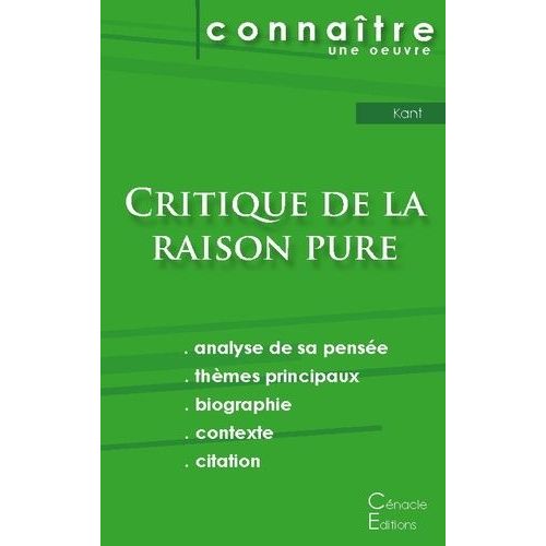Fiche De Lecture Critique De La Raison Pure De Kant (Analyse Littéraire De Référence Et Résumé Complet)