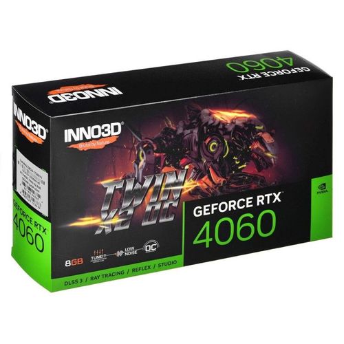 Inno3D GeForce RTX 4060 TWIN X2 - Carte graphique - GeForce RTX 4060 - 8 Go GDDR6 - PCIe 4.0 x8 - 3 x DisplayPort, HDMI - boîte