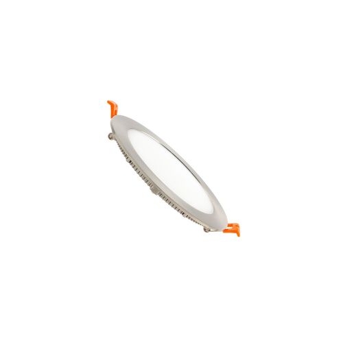 Dalle LED Ronde Extra-Plate 12W Cadre Argentée Coupe Ø 155 mm Blanc Froid 6000K - 6500K