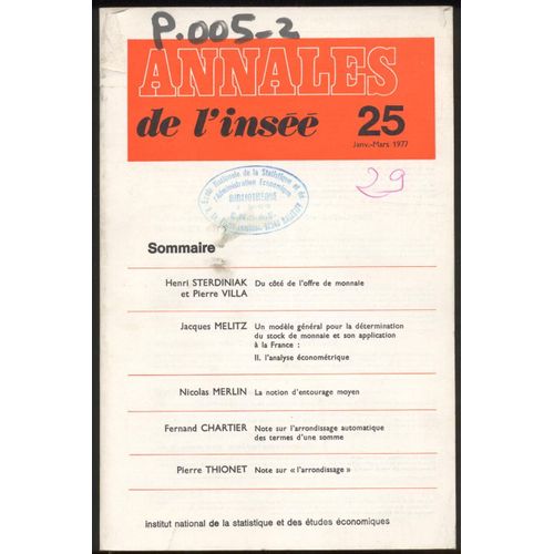 Annales De L'insee N° 25