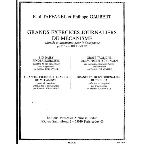 Grands Exercices Journaliers De Mécanisme Saxophone